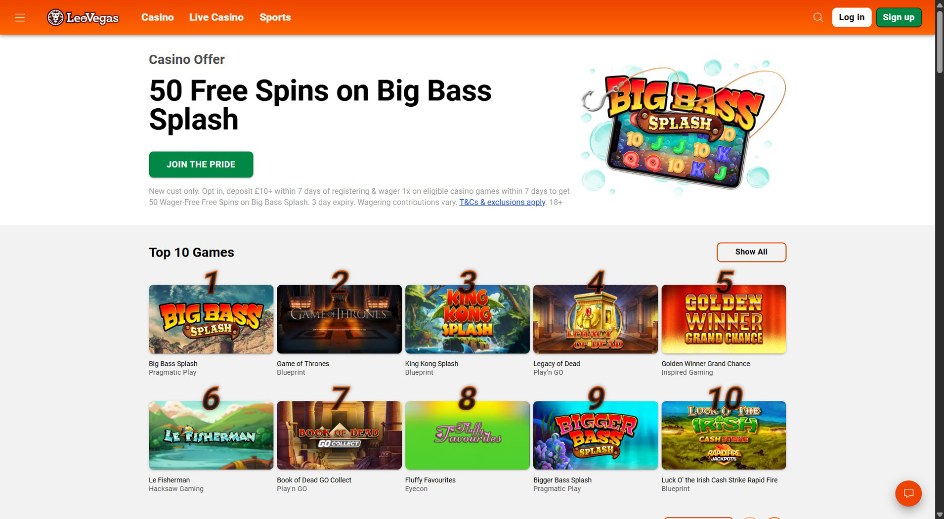 9. LeoVegas- Facile configurazione del casinò AstroPay